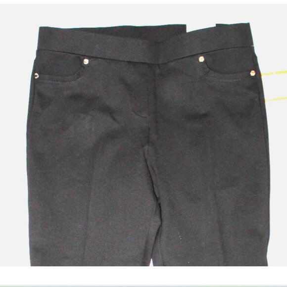 Anne Klein Black Slim Ankle Pants Sz S Stretch Waist Faux Front Fly Pockets NWT - Picture 6 of 6
